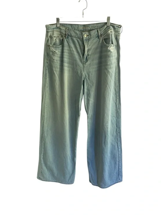 American Eagle Womens 14R AE Low Rise Skater Jean Baggy Wide Leg Light Wash - Picture 4 of 7